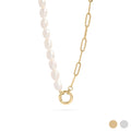 Pearl & Paperclip Chain Charm Holder Necklace